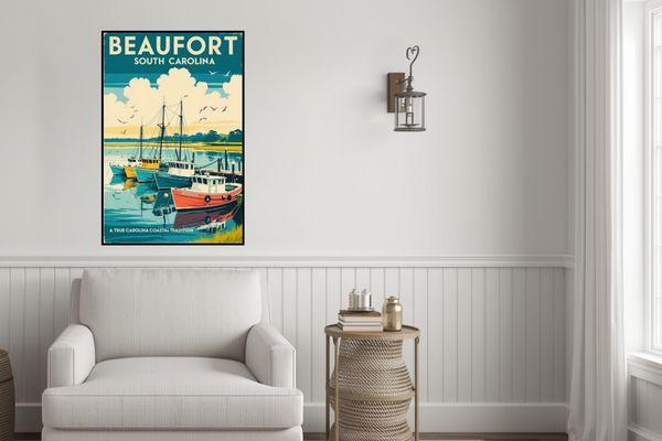 Lowcountry South Carolina Coastal poster for beach houses and AirBnb decor